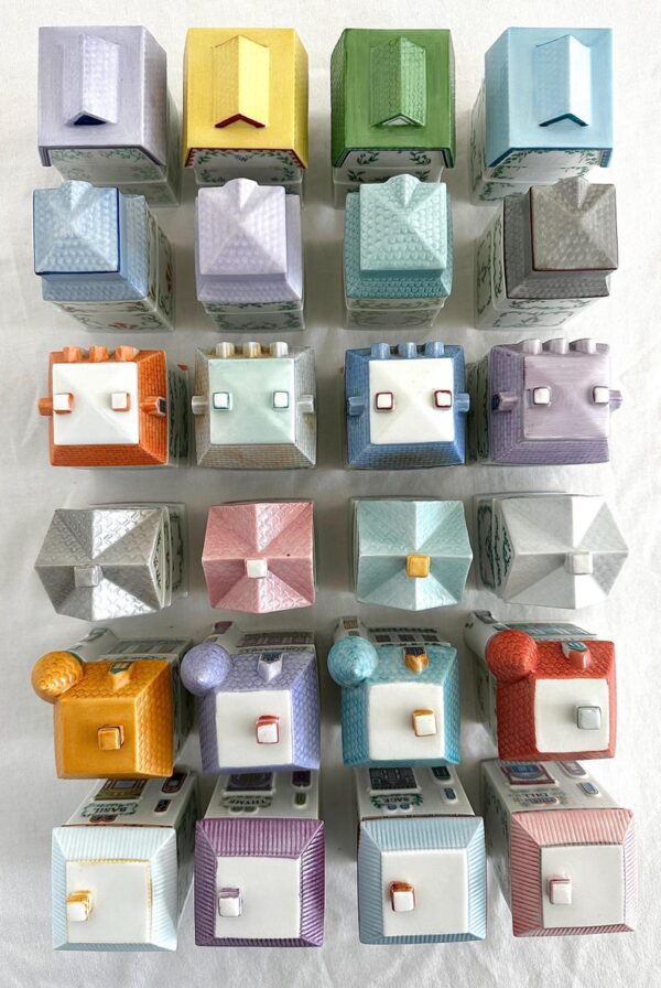Vintage 1989 Lenox Spice Village Spice Jar Complete Set of 24 Houses with Rack - Image 3