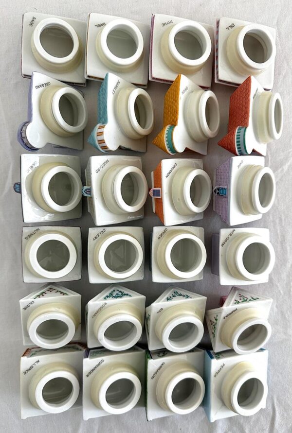 Vintage 1989 Lenox Spice Village Spice Jar Complete Set of 24 Houses with Rack - Image 5