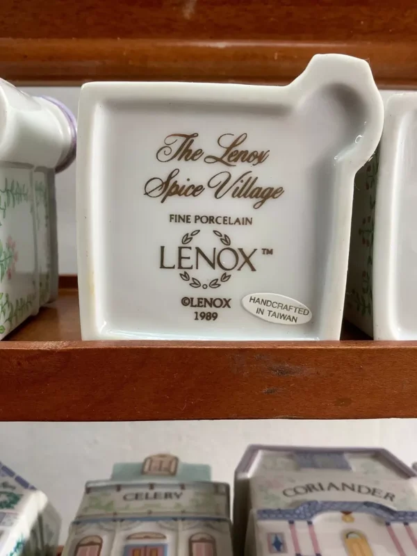 Vintage 1989 Lenox Spice Village Spice Jar Complete Set of 24 Houses with Rack - Image 7